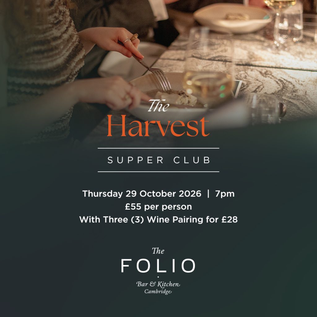 The Harvest Supper Club at The Folio Bar & Kitchen Cambridge, Thursday 29 October 2026