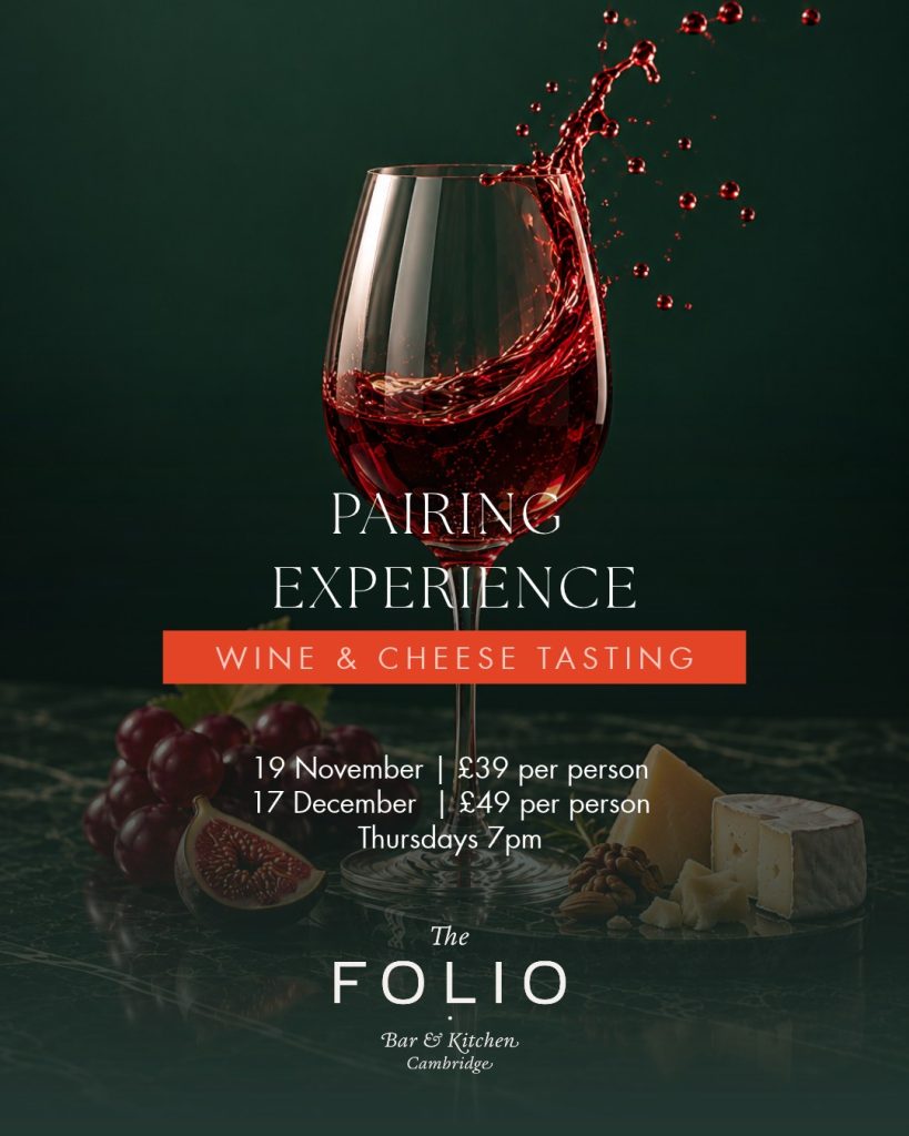 Wine and cheese tasting pairing experience at The Folio Bar & Kitchen Cambridge